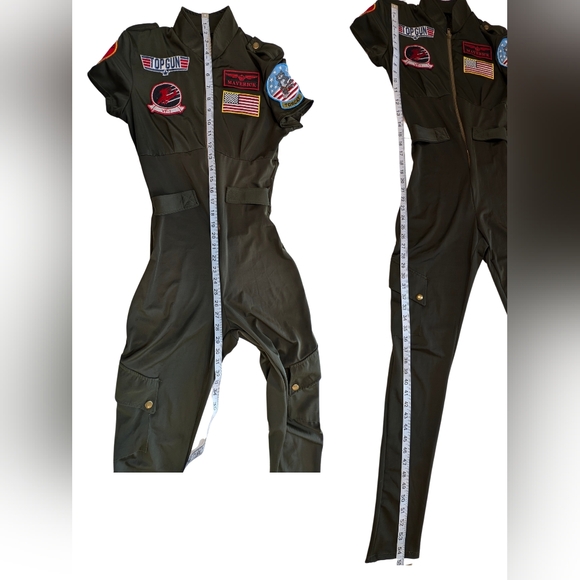 Top Gun Flight Suit Costume. Maverick. Zip Up Form Fitting Pilot Suit/ Jumper - Picture 2 of 11